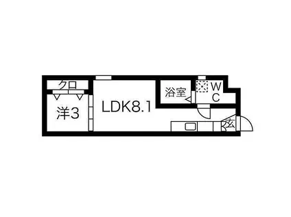 CELENEST名駅西(1LDK/3階)の間取り写真