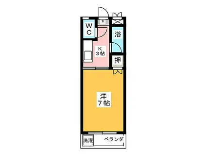 ロイヤルマンション甚目寺(1K/2階)の間取り写真
