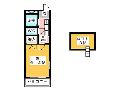 PRIM・VERE(1K/1階)の間取り写真