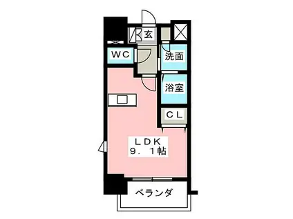 プレサンス名古屋STATIONビーフレックス(ワンルーム/8階)の間取り写真