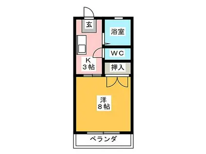 エントピア藤江A(1K/2階)の間取り写真