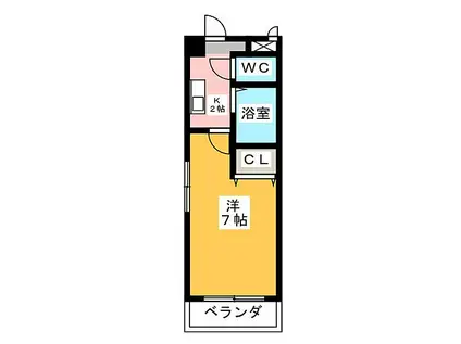 グランベール安田通(1K/8階)の間取り写真