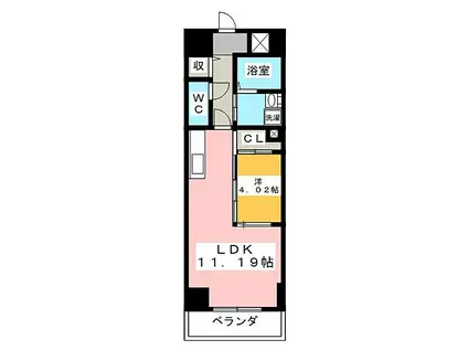 GRAN DUKE東桜(1LDK/13階)の間取り写真