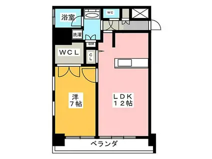 ファーストレジデンス栄(1LDK/6階)の間取り写真
