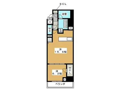 ロイジェント新栄II(1LDK/8階)の間取り写真