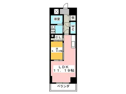 GRAN DUKE東桜(1LDK/11階)の間取り写真