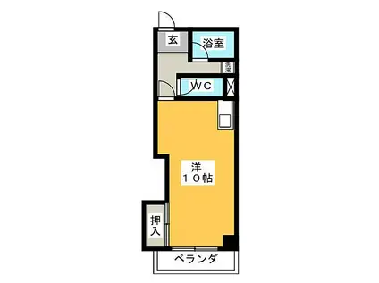 ケイツーホソノ(ワンルーム/4階)の間取り写真