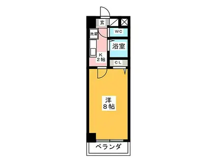 ヤマトマンション澄池(1K/2階)の間取り写真