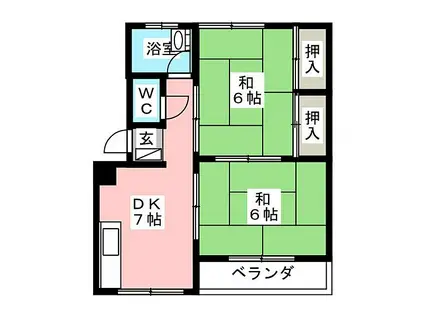 マンションヒロタ(2DK/4階)の間取り写真