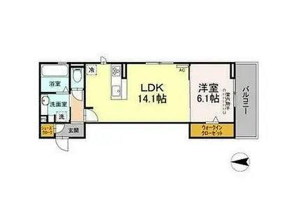 名古屋臨海高速あおなみ線 中島駅(愛知) 徒歩5分 3階建 築1年(1LDK/3階)の間取り写真
