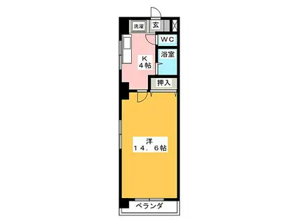 LE BOIS DE神宮(1K/6階)の間取り写真