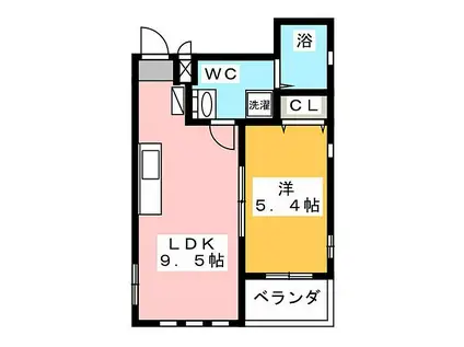 ブリリアントアパートメント伝馬(1LDK/3階)の間取り写真