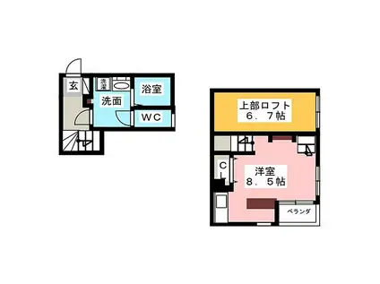 SQUARE大同(ワンルーム/2階)の間取り写真
