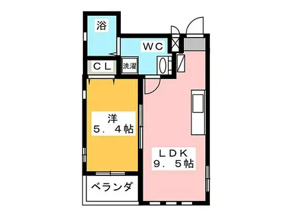 ブリリアントアパートメント伝馬(1LDK/2階)の間取り写真