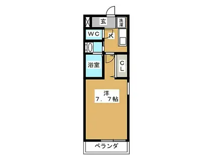 モラリエ西高蔵(1K/1階)の間取り写真