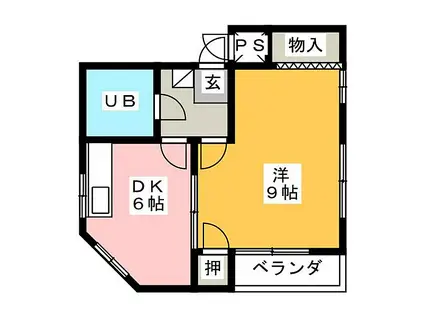 サンハイツ鶴羽(1DK/1階)の間取り写真