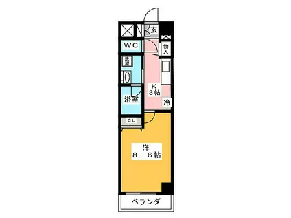ニューシティアパートメンツ円上町(1K/5階)の間取り写真