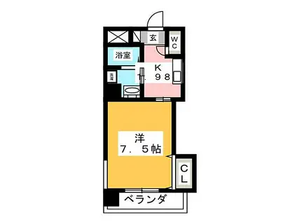 TRUSTY千代田(1K/6階)の間取り写真