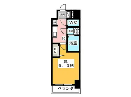 アステリ鶴舞エーナ(1K/7階)の間取り写真