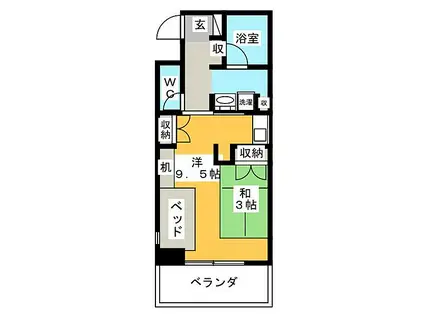 鶴舞ガーデンコート(ワンルーム/12階)の間取り写真