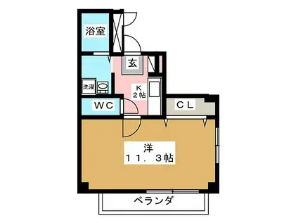 名古屋市営名城線 矢場町駅 徒歩6分 5階建 築17年(1K/4階)の間取り写真