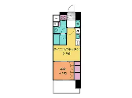 ザ・パークハビオ新栄(1DK/13階)の間取り写真
