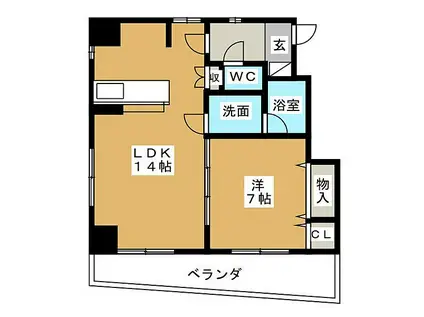 ラディアント矢場(1LDK/2階)の間取り写真
