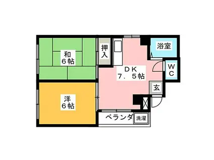菱川ビル(2DK/4階)の間取り写真