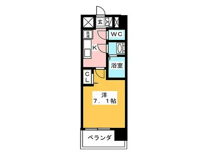 メイクスデザイン鶴舞(1K/9階)の間取り写真