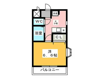 コーポ社台(ワンルーム/1階)の間取り写真