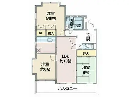 ラ・ファミーユI(3LDK/3階)の間取り写真