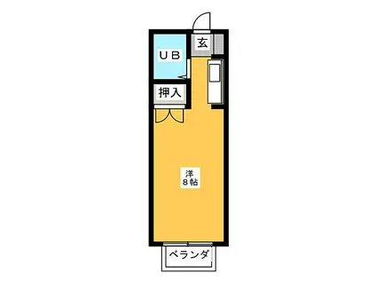 エステートピア浅井II(ワンルーム/1階)の間取り写真