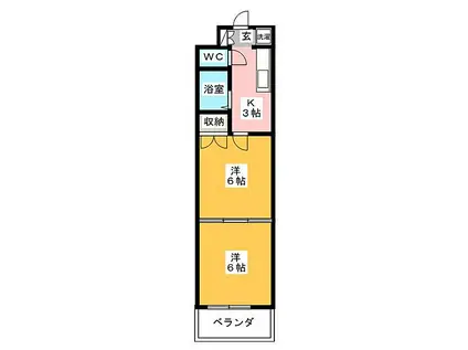 シャトーオオタ(2K/7階)の間取り写真