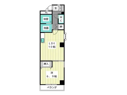 スカイブルーK(1DK/3階)の間取り写真