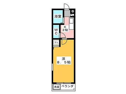 清和コモンズ(1K/2階)の間取り写真