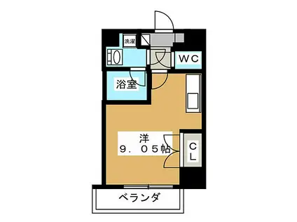 アールズタワー望が丘(ワンルーム/9階)の間取り写真