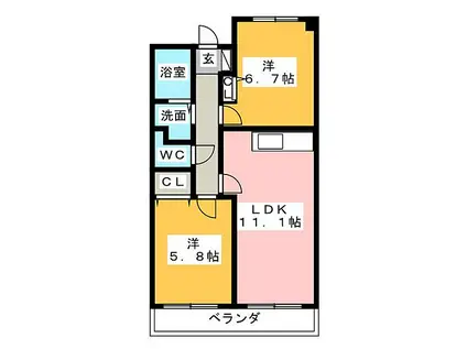 レアール島田(2LDK/3階)の間取り写真