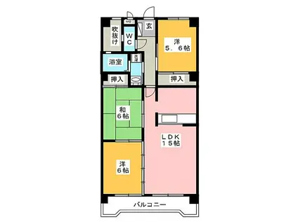 サンシャイン石刀(3LDK/4階)の間取り写真