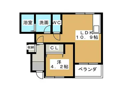 名鉄尾西線 玉ノ井駅 徒歩8分 2階建 築8年(1LDK/1階)の間取り写真