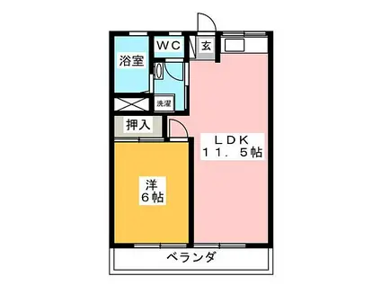 サンコーポふじ A(1LDK/2階)の間取り写真