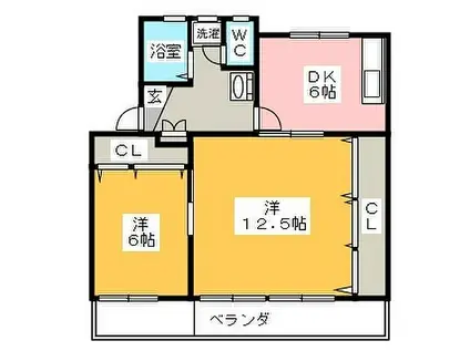 石川マンション(2DK/3階)の間取り写真