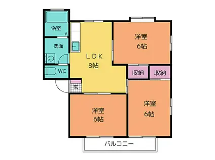 オアシスKII(3LDK/2階)の間取り写真