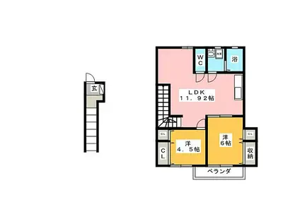 パストラーレ(2LDK/2階)の間取り写真