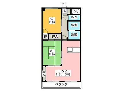 エステート末広(2LDK/1階)の間取り写真