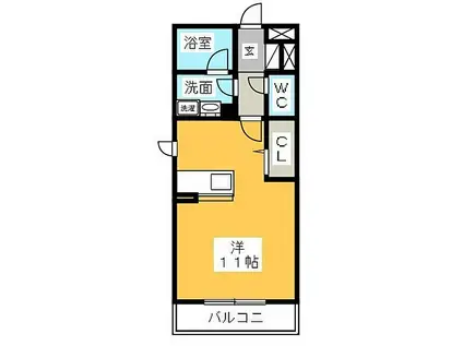 シェソワU(ワンルーム/3階)の間取り写真