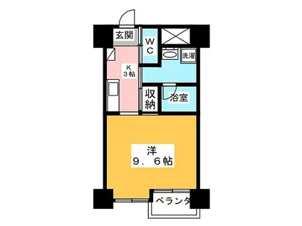 シャトーヨサミ(1K/2階)の間取り写真