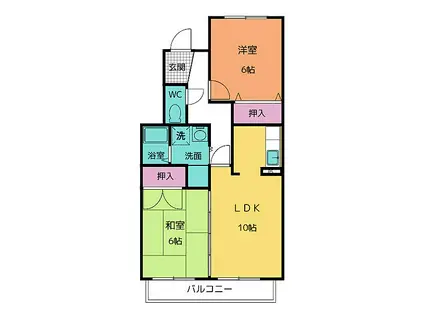 PCM WAUWAU99(2LDK/2階)の間取り写真