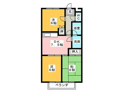 サープラスIII朝宮(3DK/2階)の間取り写真