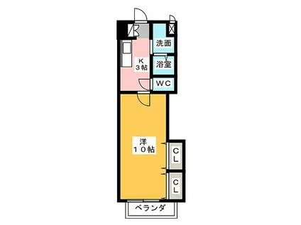 ウインハイツ勝川(1K/4階)の間取り写真