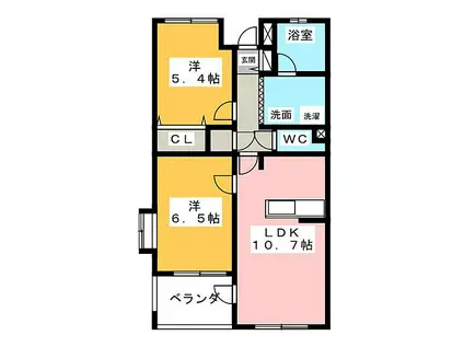 勝南ローズマンション(2LDK/2階)の間取り写真
